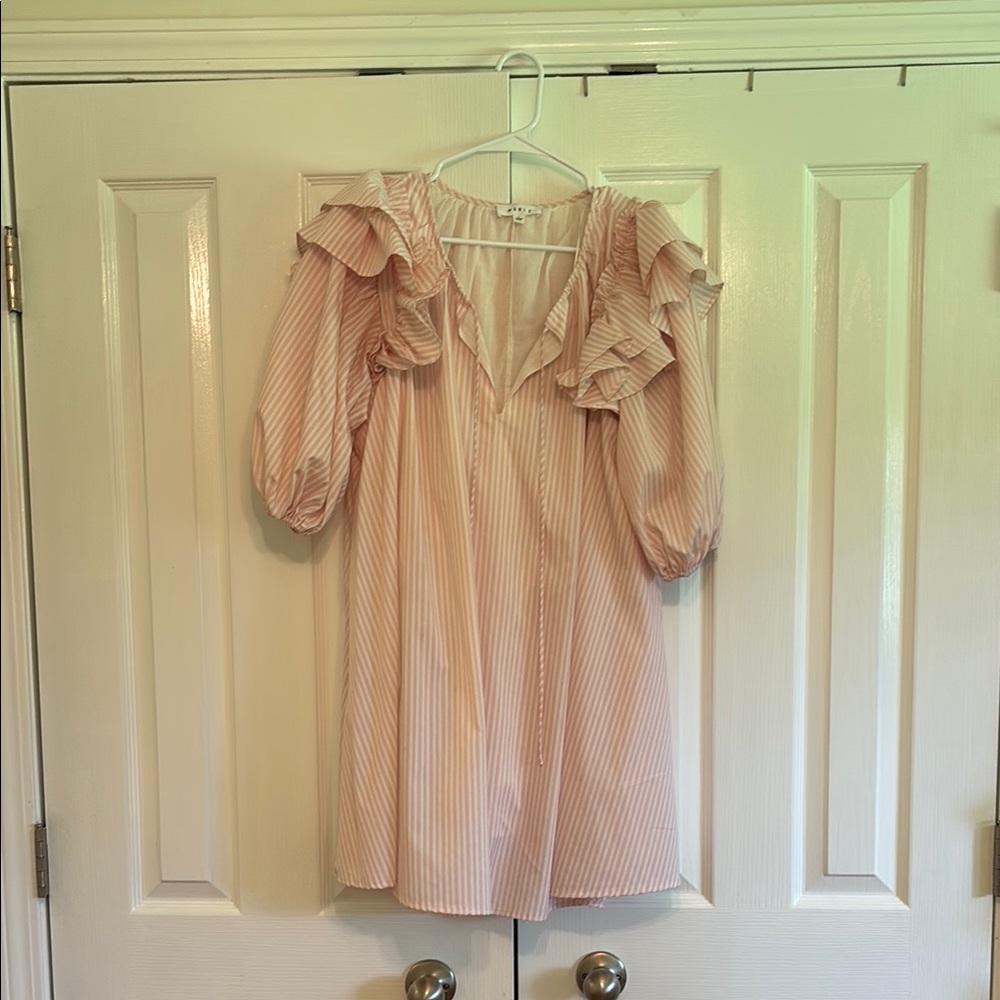 Elegant Pink Striped Mini Dress